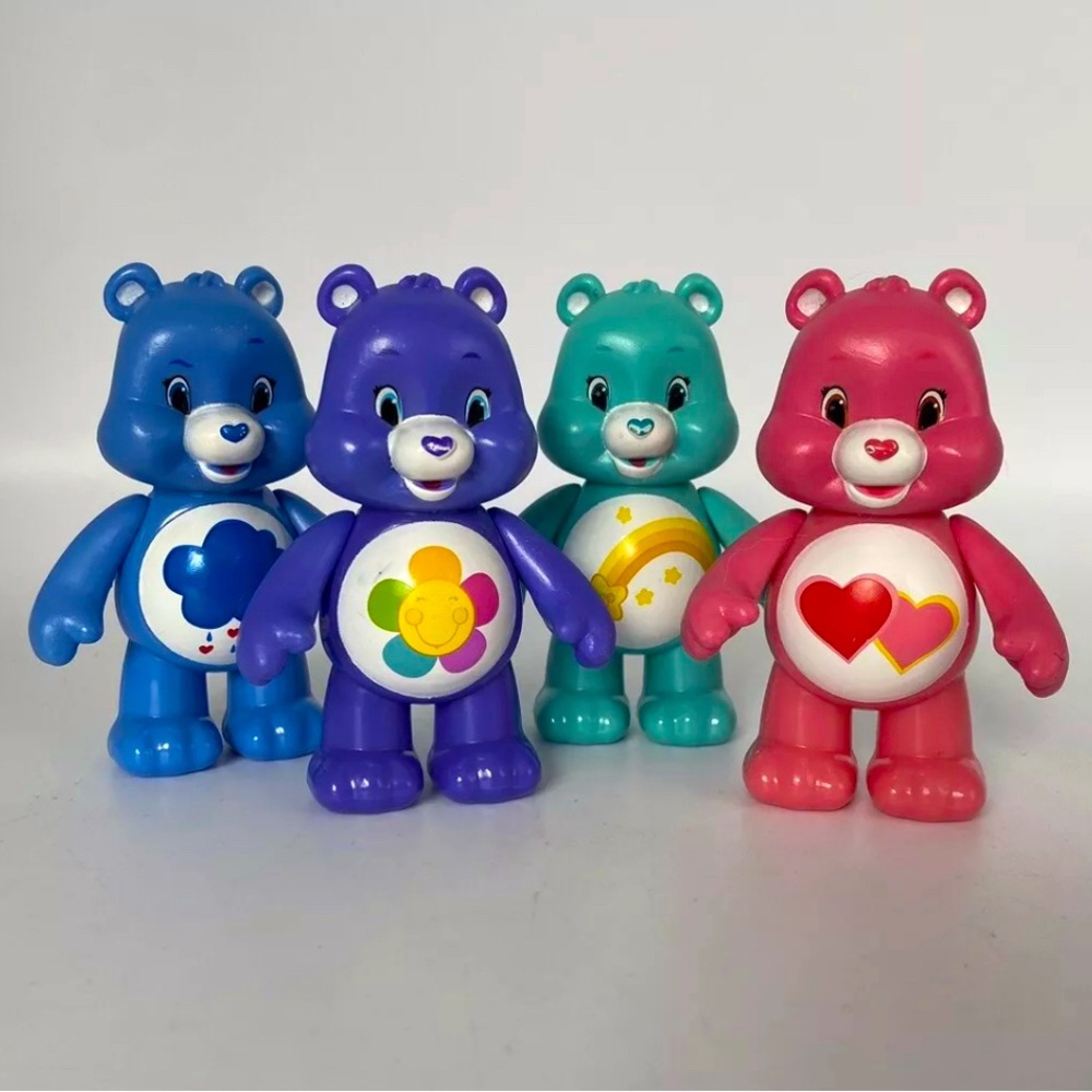 Care Bears Lot of 4 Poseable Figures Just Play TCFC 3" Grumpy Wish Harmony Love